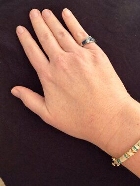 Vintage Silver Sapphire & Diamond Ring modern styling Size 7